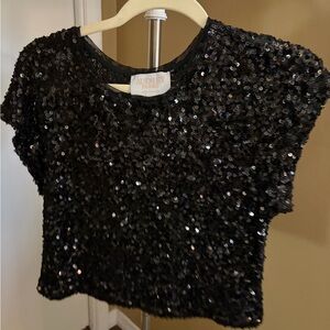 Francesca's Collections Black Sequin Blouse